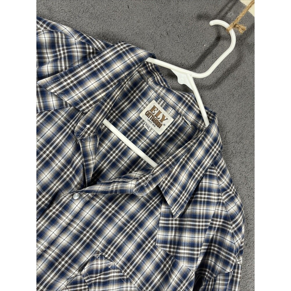 Ely Cattleman Men's Pearl Snap Shirt XXL Multi Plaid Western Fit Workwear